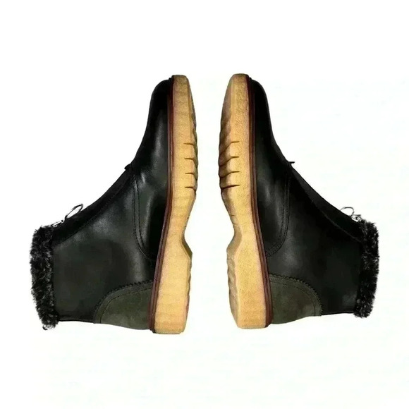 Pikolinos Leather Chelsea Boots Zip Up Faux Fur Trim In Black NWOT - Picture 5 of 12